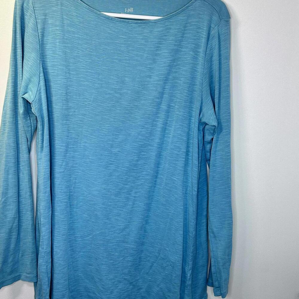J Jill 100% Pima‎ Cotton Teal Boat Neck Tunic Women's Size M